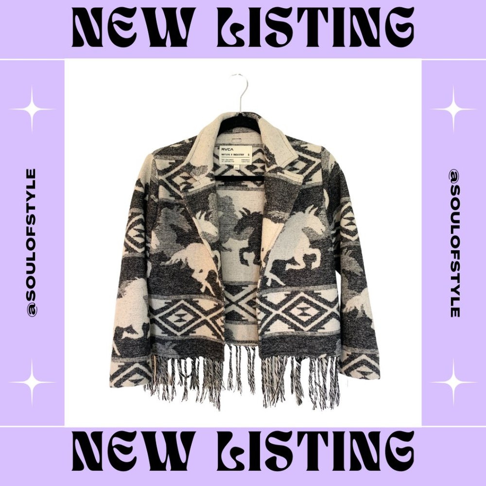 *RARE* RVCA Nature X Industry Western Fall Fringe Jacket Small